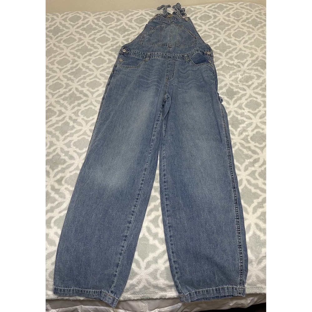 Wild Fable Womens Medium Wash Denim Carpenter Overalls Wide Leg Blue Size M
